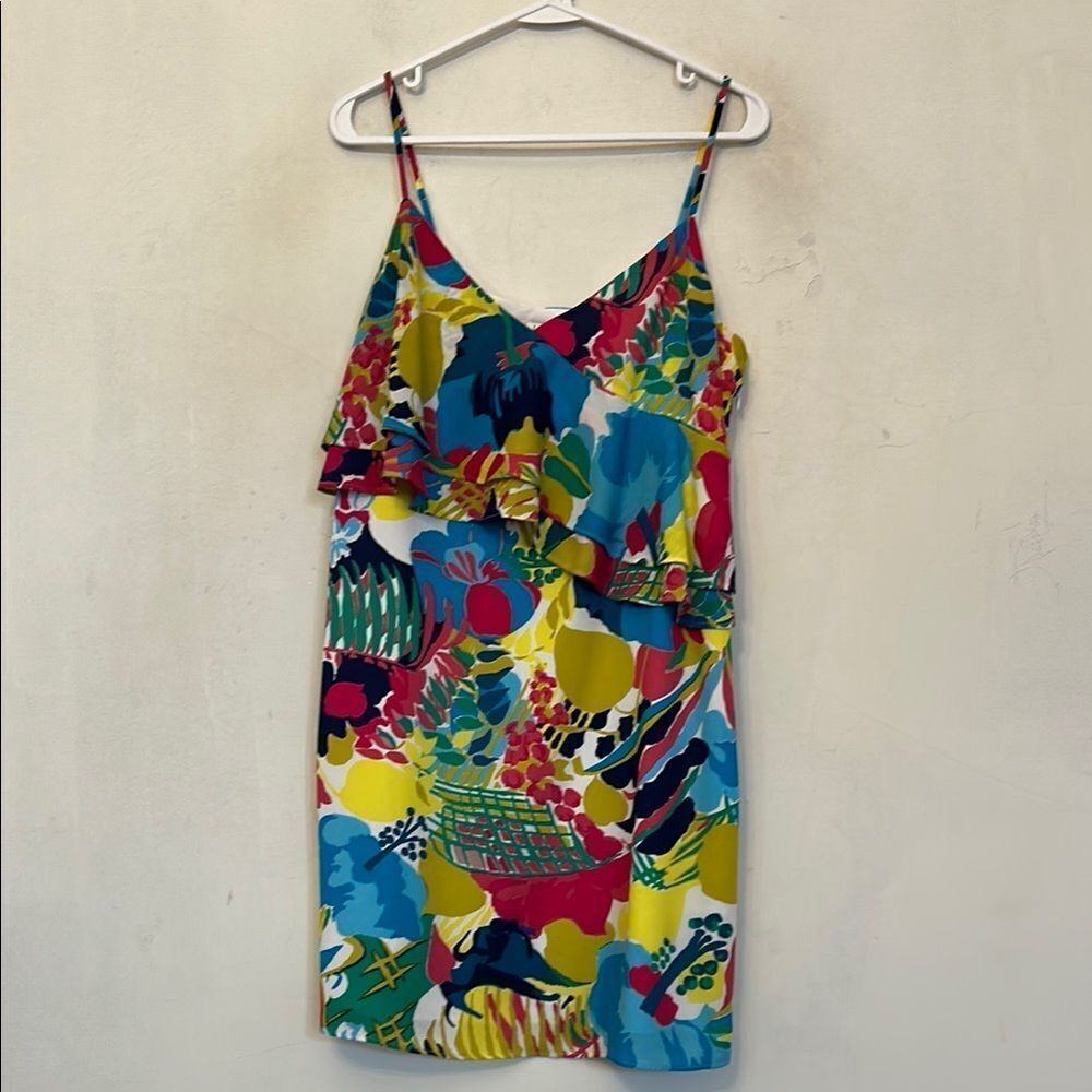 J Crew vibrant multicolored floral spaghetti strap dress Size 6 EUC